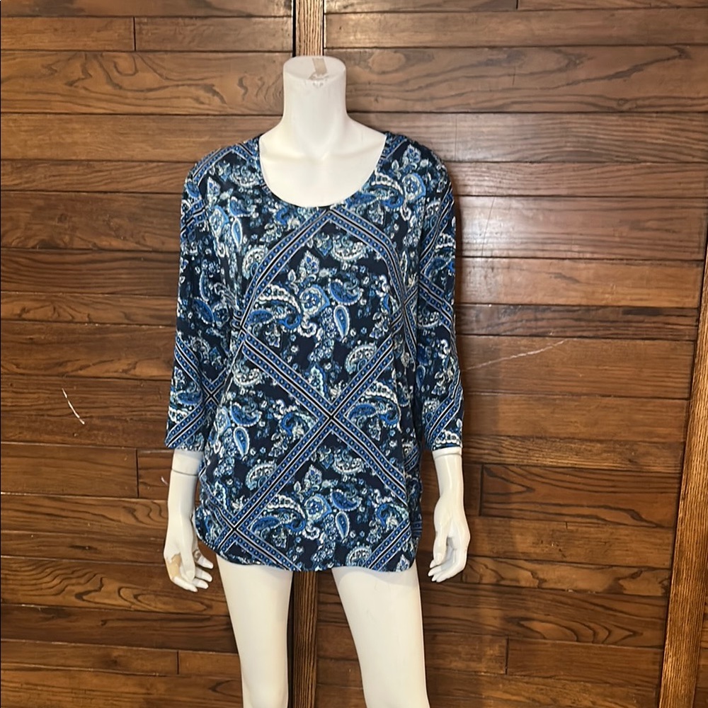 Elegant Blue Paisley Women's Blouse